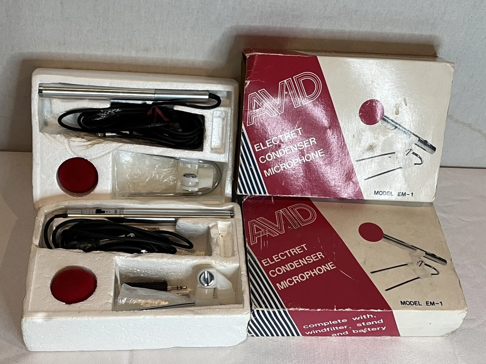 Vintage* Pair Of Avid Model EM-1 Electret Condenser Mics With Original Boxes - Image 1 of 4