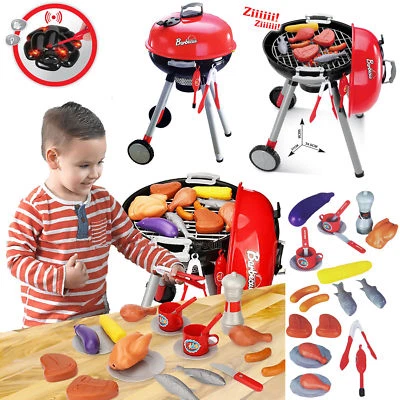 CHILDRENS PRETEND BARBEQUE BBQ GRILL ROLE CHEF PLAY TOY SET WITH LIGHTS & SOUNDS - Image 1 of 4
