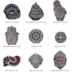 Wooden Stamps Printing Blocks Handmade Textile Pottery Crafts Fabric Scrapbook  - Picture 1 of 36
