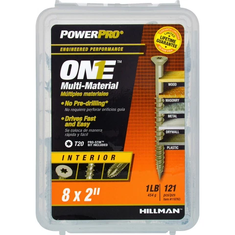 Hillman 116763 Steel Star Drive Flat Head Multi-Material Screw #8 x 2 L in Cover