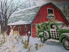 Oversized 1000 Piece Jigsaw Puzzle Red Barn Truck Deer Christmas Party Complete