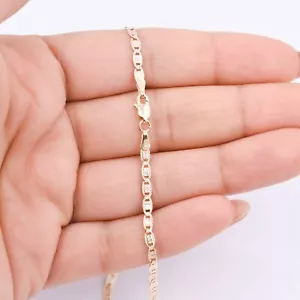 2.8mm Tri-Color Textured Valentino Mariner Anklet Real 10K Tri-Color Gold 10" - Picture 1 of 7