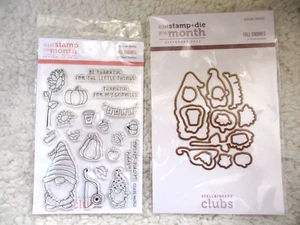 SPELLBINDERS Clear Stamps & Die Fall Gnomes Club Excl SEP22 Pumpkins Thankful - Picture 1 of 3