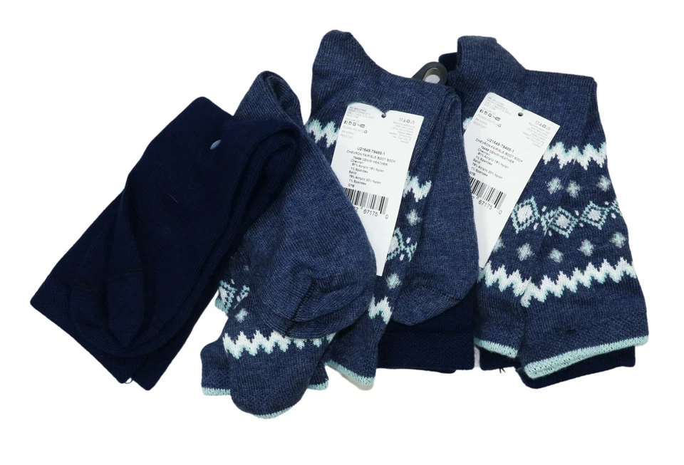 HUE 6-Pairs Fairisle & Solid Women's Boot Socks OSFM NWT Blue - Image 1 of 1