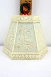 Vtg 6 Sided/Panel Replacement Lithophane Lamp Shade Christmas Scenes w/Finial - Picture 1 of 6