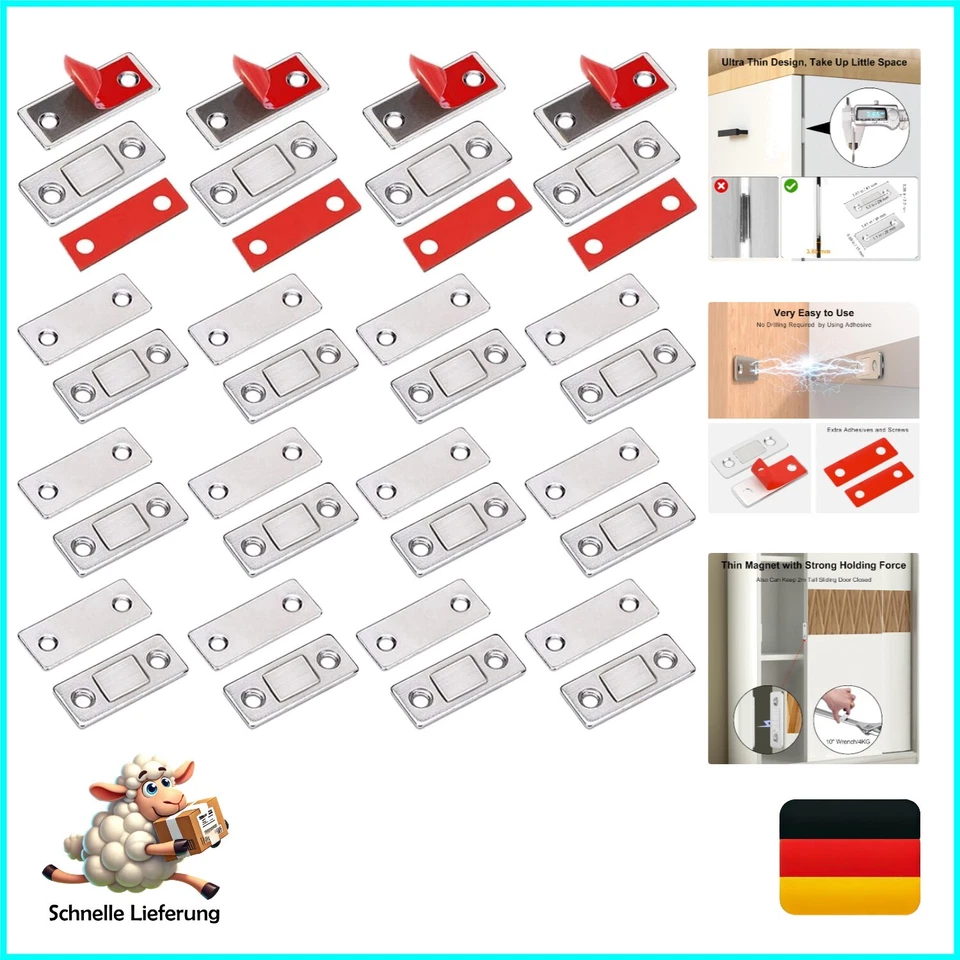Jiayi Magnetschnäpper Magnete für Schranktüren Ultra Dünn Türmagnete