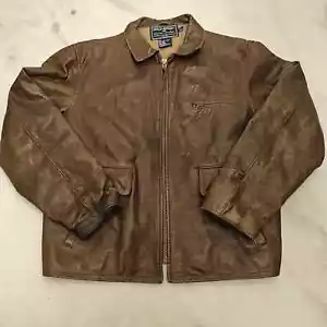 Giacca di pelle marrone Ralph Lauren Polo Sport vintage taglia L - Foto 1 di 14