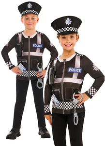 Costume Poliziotto Poliziotto Bambini Vestito Fantasia Outfit Kit Ragazze Occupazioni - Foto 1 di 1