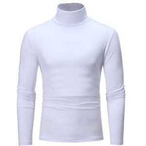 Men's Turtleneck Pullover Long Sleeve Jumper Top Warm Casual Slim Fit T-Shirts