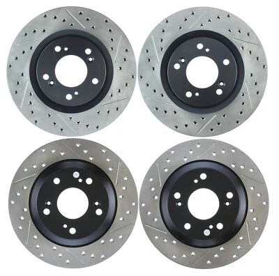 FOR 2000-2009 HONDA S2000 STOPTECH FRONT REAR DRILLED SLOTTED BRAKE ROTORS DISCS - Image 1 of 2