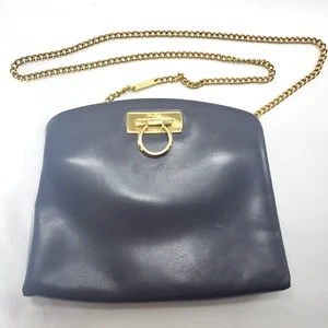 Vintage Salvatore Ferragamo Handtasche Geldbeutel Gancini dunkelgrau Leder wandelbar  - Bild 1 von 20