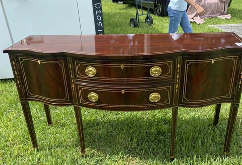 Gustav Stickley Sideboard Chestnut Inlay Brass Gallery Mahogany Credenza Buffet Cover