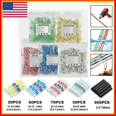 800 Heat Shrink Connectors Wire Connectors Terminals Solderless Butt Kit US - Image 1 of 4