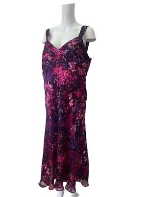 CC FASHION Dress Size XL 18 African Violet Floral SILK Womens NEW EU46 RRP £150 - Image 1 of 4