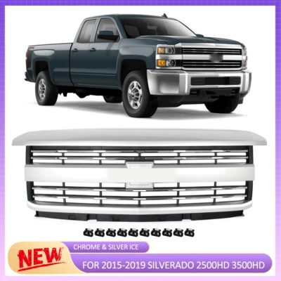23335298 Silver Ice Chrome Grille Assembly For 2015-2019 Silverado 2500 3500 HD Foto 1 de 4