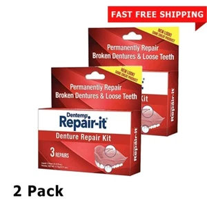 2x Dentemp REPAIR-It Dentadura Permanente Suelta Dentadura Rota 3 Reparaciones - Imagen 1 de 1