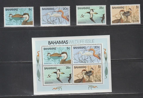Bahamas Stamps  492 - 495a  MNH  F VF  Ducks Cover