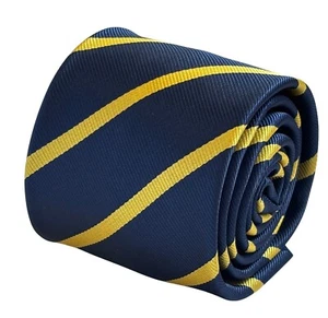 Corbata a rayas azul marino oscuro y oro amarillo escuela militar por Frederick Thomas - Imagen 1 de 6