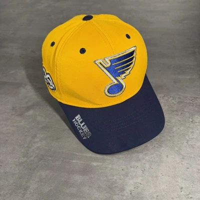St Louis Blues Hat Adidas Cap S/M Stretch Fitted Silver Logo Shield 100th Patch - Image 1 of 4