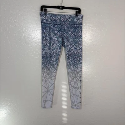 Onzie Leggings Mujer M/L Blanco Azul Estampado Geométrico Tiro Alto Yoga Pantalones Gimnasio Foto 1 de 4