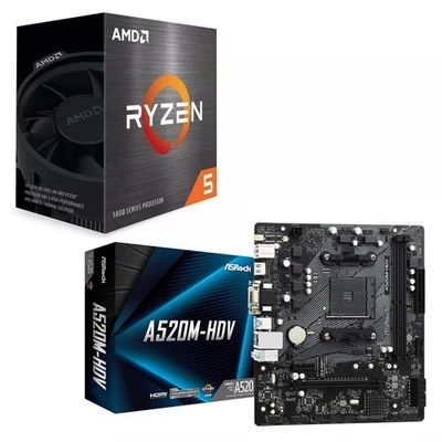 🔥 AMD Ryzen 5 5500 6-Core 4.2 GHz CPU + ASRock A520M-HDV AM4 mATX Motherboard - Image 1 of 4