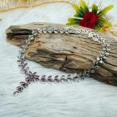 925 Sterling Silver Multi Gemstones Jewelry Natural Gemstones Necklace Handmade - Image 1 of 4