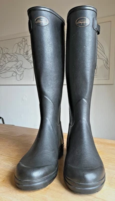 LE CHAMEAU Damen Gummistiefel  👢 - schwarz - Naturkautschuk  - Gr. 38 - Bild 1 von 4