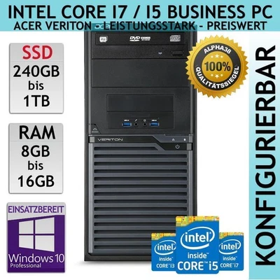 Acer Veriton M2631 PC Intel Core i3 i5 i7 Hasta 1TB SSD 8 16GB DDR3 Win10 Pro - Imagen 1 de 3