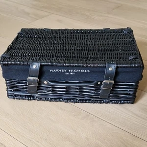 Harvey Nichols Black Wicker Small Sized Hamper Basket With Removable Lining - Picture 1 of 8