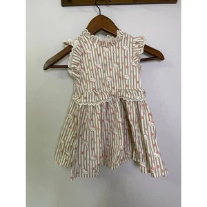 Vestido Hello Kitty X Sanrio Niñas 3T | Beige Rayas Floral Volantes Cottagecore - Imagen 1 de 7