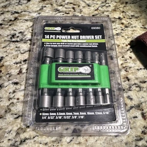 GRIP Power Nut Driver Socket Bit Set - 14-pc Hex Drivers - NEW - Picture 1 of 2