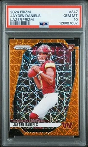 2024 PANINI PRIZM LAZER PRIZM #347 JAYDEN DANIELS ROOKIE RC PSA 10 - Picture 1 of 2