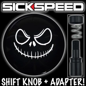 BLACK/WHITE EVIL JACK SMILEY KNOB & ADAPTER CORVETTE AUTO/AUTOMATIC LEVER K29 - Picture 1 of 1