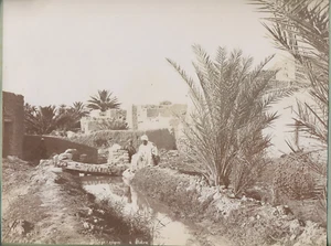 22,7x28,5 ALGERIE   Village nègre à Biskra   Vintage print c.1895 - Picture 1 of 1