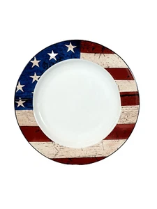Warren Kimble ‘Colonial’ Americana Plate 11 In Red White And Blue Stars  Stripes - Bild 1 von 5