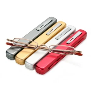 Mini Classic Compact Reading Glasses Readers Travel Slim Design with Tube Case - Picture 1 of 21