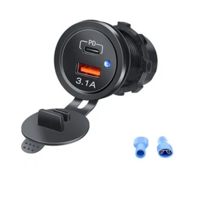 USB + PD Type-C Dual Port Fast Car Charger Power Outlet Socket Adapter 12V 24V - Picture 1 of 7