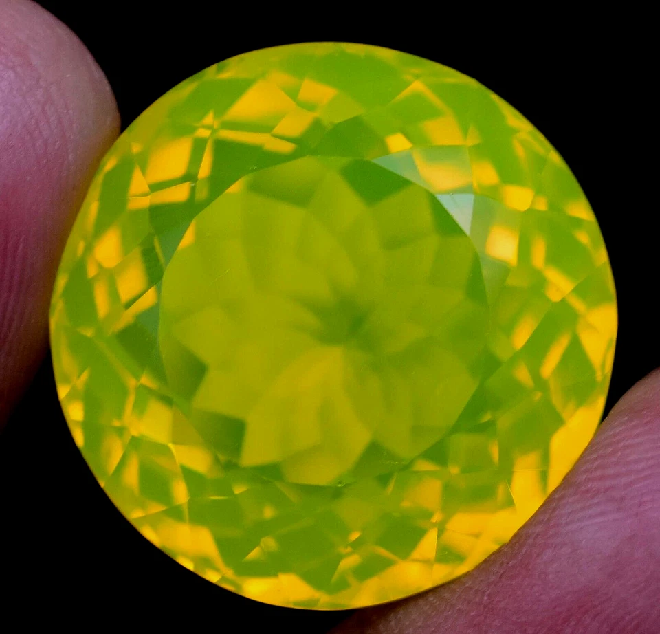 Piedra preciosa de 22,80 x 22,80 mm ópalo amarillo neón natural 57,00 quilates certificado sin tratar Foto 1 de 4