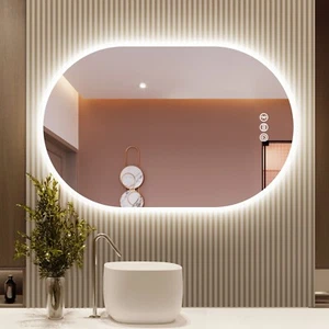 23.6x35.5in LED Bathroom/Toilet Mirror 3 Color Bluetooth Anti-fog Vanity Mirror - Picture 1 of 9