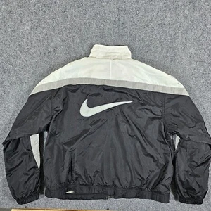 Vintage 90s Nike Big Swoosh Colorblock Windbreaker Black Youth Size L 12-14 - Picture 1 of 5