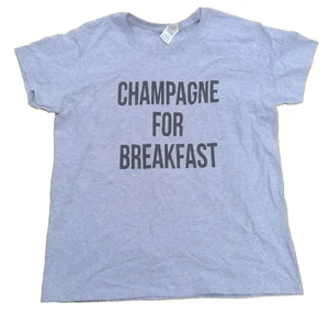 Champagne for Breakfast t-shirt women's size L unisex graphic gray cotton - Picture 1 of 6