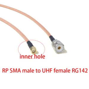 UHF female SO239 to RP SMA male plug RF cable adapter RG142 50cm 20" low loss - Picture 1 of 4