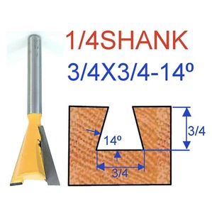 1 pc 1/4" SH 3/4 Diameter 14° Dovetail Router Bit  For Omni Jig (43705) - Picture 1 of 12