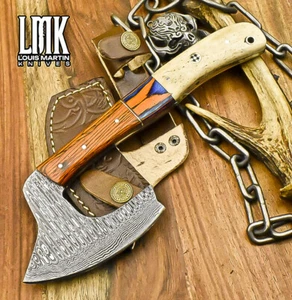 LMK Custom Forged Clever Chopper Axe Knife Ladder Damascus Bone Fishing - Picture 1 of 9
