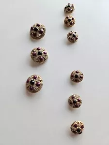 CHANEL Ultra-Rare 100% Gripoix Button Set of 12pcs- Black & Purple Cabochons VTG - Picture 1 of 8