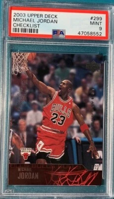 2003 Upper Deck Basketball #299 Michael Jordan Exclusives Checklist 2 PSA 9 - Image 1 of 2