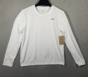Nike Shirt Woman Medium White Workout Gym Dri-Fit Long Sleeve Training NWT - Picture 1 of 10