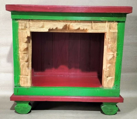 Reclaimed Wooden temple storage Rack distressed handpainted shabby chic patina Cover