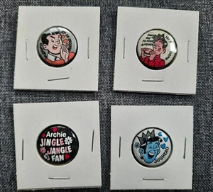 Vintage 1970  Archie Comics Pin Back Buttons 4 pins  Jughead 2 Reggie JJ  USA - Picture 1 of 2