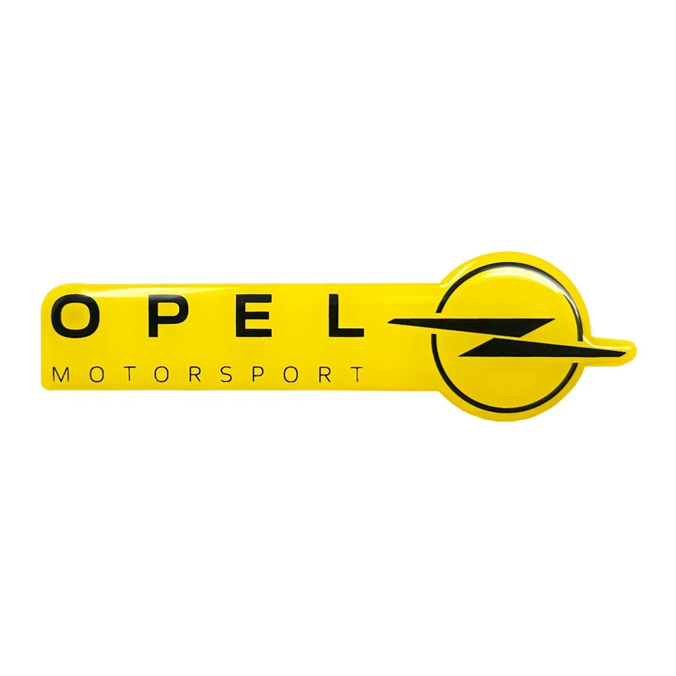 Emblema Fregio Adesivo 3D Opel Motorsport Ufficiale, 38 x 90 mm, Giallo - Immagine 1 di 4